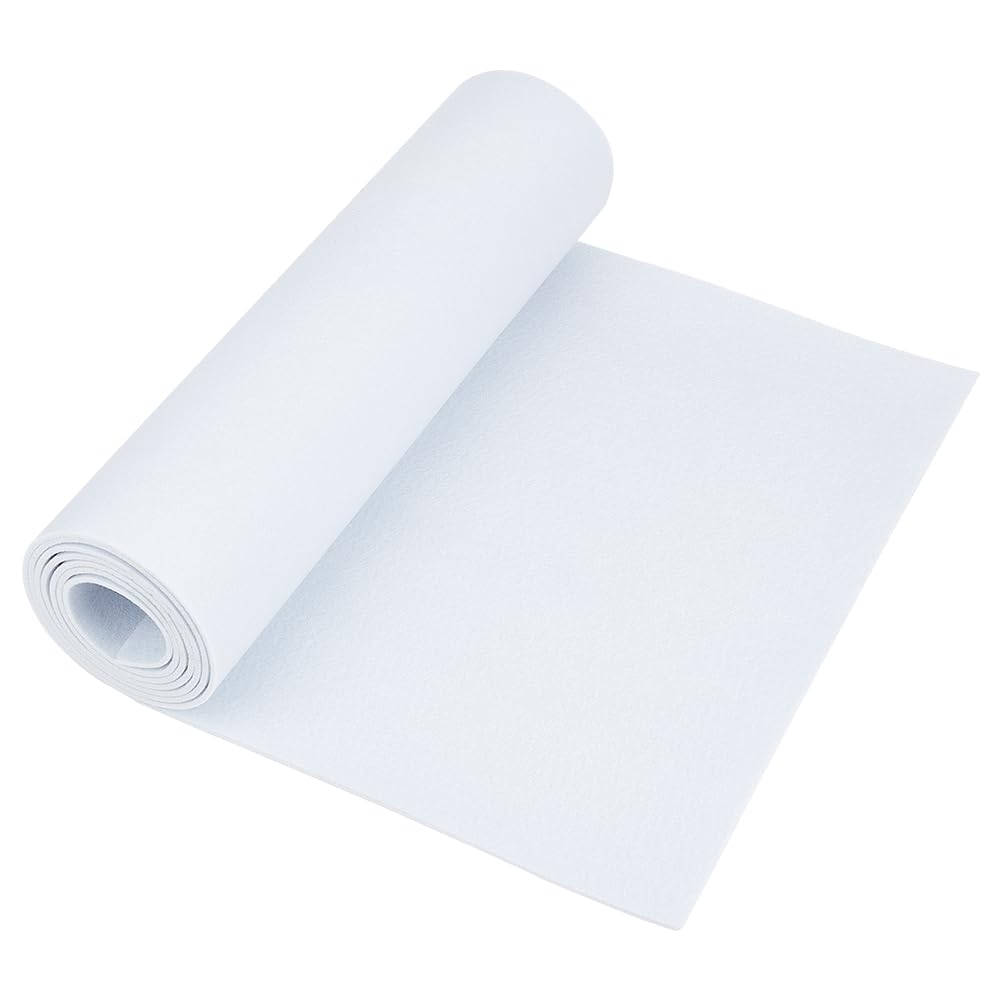 BENECREAT 2Mx40cm Felt Roll, White Craft Fabric, 3mm Thick Nonwoven Roll for DIY Arts & Crafts, Patchwork Sewing Decoration