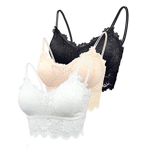 Fashion4Young 4205 Damen Sexy Dessous-Set Bügel BH Spitze Push-Up Slip Unterwäsche (Cup: B/80, weiß) 2 FEOYA 3 pcs BHS Ohne Buegel Push up Yoga Spitze BH Bra Top Set Sport-BHS für Women Bralette Bustier Crop Top BH ohne Bügel