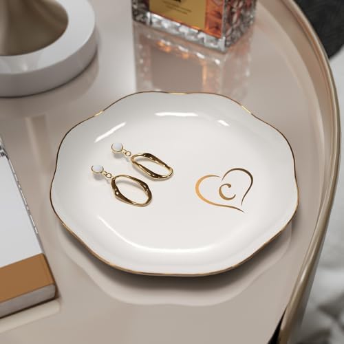 Gifts for Women – Initials Ceramic Jewelry Dish for Earrings, Nec...