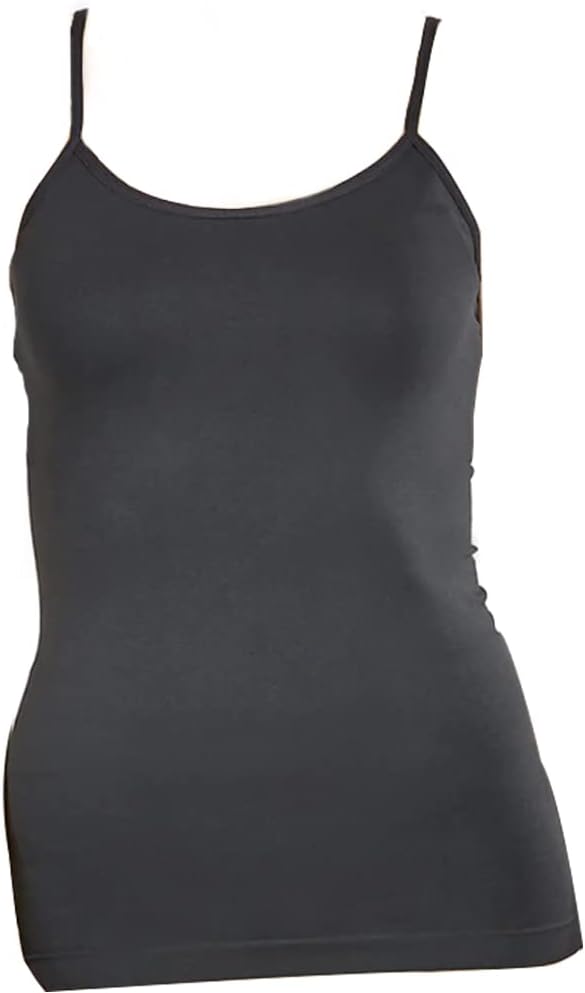 Women's Basic Stretch Camisole Tank Top Spaghetti Strap Long Plain Cami New Grey