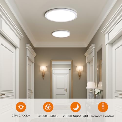 Matane 24W LED Deckenleuchte Dimmbar mit Fernbedienung&Nachtlicht 30cm Weiß – Ansicht 6