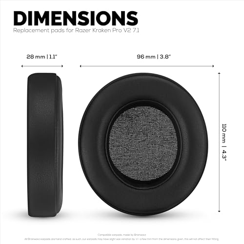 Almohadillas de repuesto para auriculares gaming Razer Kraken PRO V2 7.1, cuero PU y espuma viscoelástica para mayor comodidad, actualizadas, duraderas y de larga duración, marca Brainwavz miniatura 6