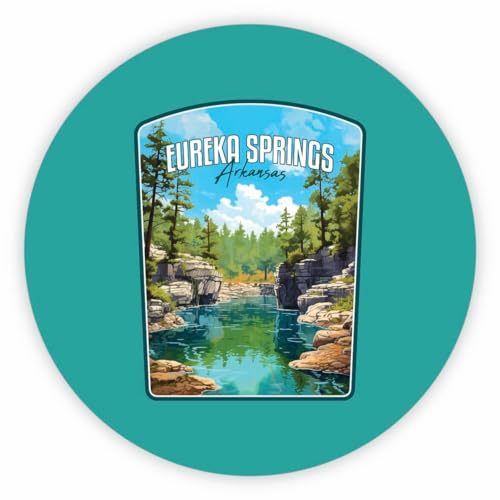 Eureka Springs Arkansas Natural Springs Design Souvenir Round Vinyl Decal Sticker 4-Inch