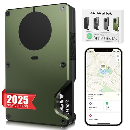 Fortunepro - Carteira Militar Minimalista para Homens com Chip AirTag Integrado, Bloqueio de RFID, Porta-Cartão, Verde Militar