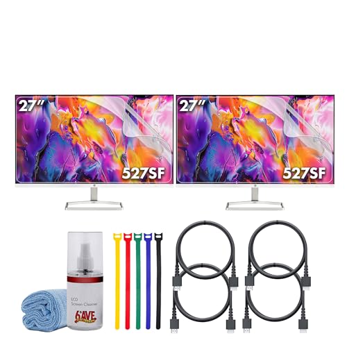 Image of HP Series 5 527SF 27 inch Full HD (1920x1080) Monitor (2-Pack) | IPS Display, 100Hz, Slim Bezel Design, Eye Comfort Technology & HDMI Connection, Replaces M27F (94F44AA#ABA) + 2X Screen Protector + More