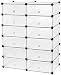 Schuhregal Schrank Display Regale DIY 12 Würfel Kleidung Organizer Kunststoff Kleiderschrank mit Türen Mattweiß, 45 X 35 X 17 cm