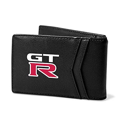 made for - Nissan GT-R Logo Black PU Leather Slim RFID Resistant Bi-fold Men Wallet