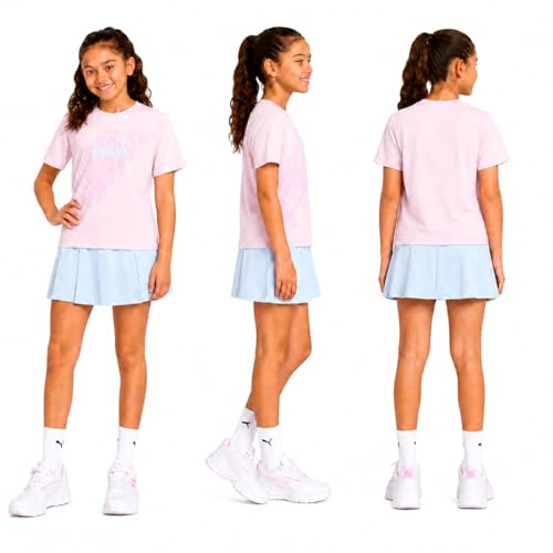 Image of PUMA Girls Athletic Skort Set - 2 Piece Workout Set Active Skirt with Shorts & Short Sleeve T-Shirt Girls Athletic Outfit