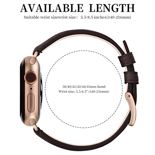 Fullmosa Compatible Apple Watch Band 41 40 38Mm, Leather Iwatch Band With Case For Series 8/7/6/5/4/3/2/1/Se/Se2 For Women Men,Black+Rose Gold #TOP3