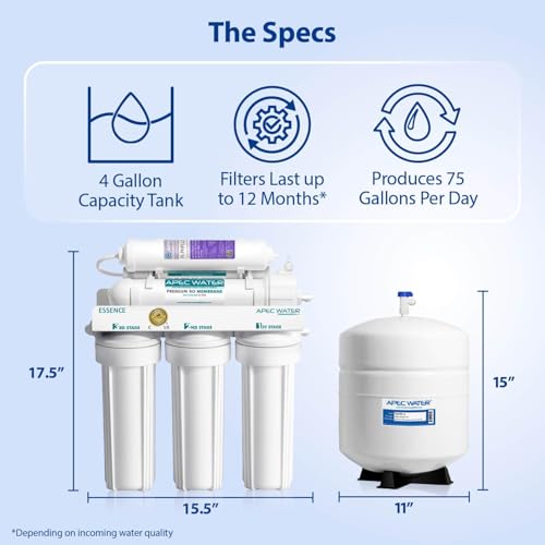 Image of APEC Water Reverse Osmosis Water Filter, Alkaline 6-Stage RO System, WQA Certified to Remove 1K+ Impurities, pH+ Remineralization for Natural Spring Taste, Under Sink Filter 75 GPD