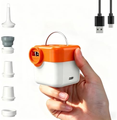 Elektrische Luftpumpe, 3 in 1 Inflate und Deflate luftpumpe Elektrisch, 2200 mAh Mini-luftpumpe mit Campinglampe, Elektrische Pump mit 5 Düsen für Camping, Luftmatratze, Schwimmrin