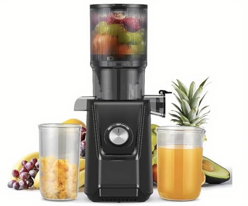 CIARRA Juicer Blenders 200W Free Your Hands -108MM Opening and 2L Capacity Slow Juicers for Whole Fruit and Vegetable, Triple Filter, Safety Lock, Black color CBSJ046-B