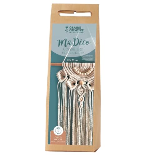 Kit DIY macramé suspension murale bohème coquillage écru tissage coton