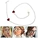 Hemobllo Fashionable Red Heart Pearl Glasses Lanyard Metal Eyeglass Chain Anti-loss Neck Strap Holder for Sunglasses Reading Glasses and Mask Necklace