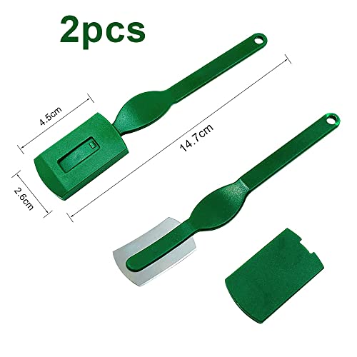 XiXiRan Deegmessen voor brood, 2 stuks, broodmes, gebogen broodmessen, deegreeermes, scheermesjes, baguettemes, deegreesmes, groen, bakkersmes, scheermesset, voor Frans brood - Image 3