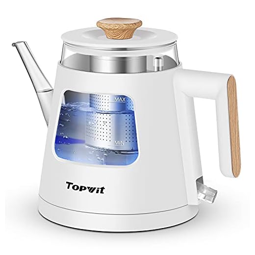 TOPWIT Electric Kettle, 1.0L Electric Tea Kettle with Removable Stainless Steel Infuser, BPA-Free Electric Glass Kettle with Window, Double Wall Water Warmer, Gooseneck Kettle, Auto-shut Off, White