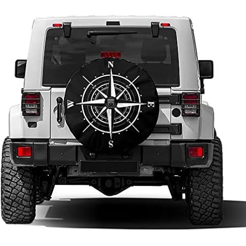 Delerain Spare Tire Cover with Backup Camera Hole Compass Rose Wheel Covers Waterproof Dust-Proof UV Sun Universal Fit for RV Trailer RV SUV Truck (18 Inch for Diameter 32"-34") Cover