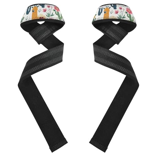 Nander Cute Alpaca Wrist Straps for Weightlifting,Lifting Straps with Neoprene Cushioned Wrist Padded and Anti-Skid Silicone for Strength Training,Bodybuilding,Deadlifting