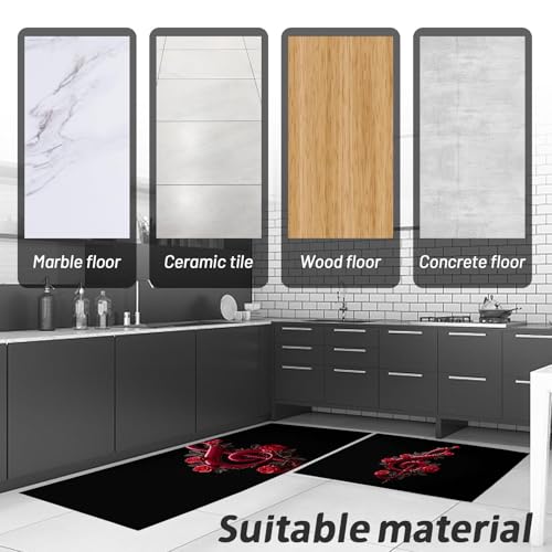 Tapis de cuisine antidérapant haut de gamme motif clé de sol rose grand format