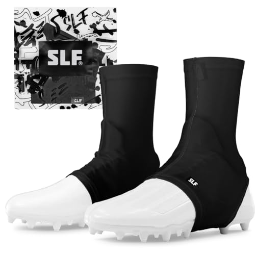 SLEEFS Solid Football Spats Cleat Covers – Compression Cleat Covers for Football Drip, Turf Protection & Style (Black, S/M)