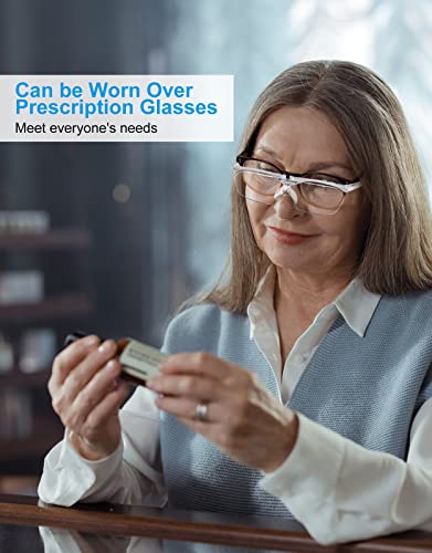 Okh 160% Magnifying Glasses, Flip Up Down Lens, Hands-Free Magnifier Eyeglasses For Close Work, Reading, Sewing, Jewelry Making, Craft, Hobby, Painting #TOP5