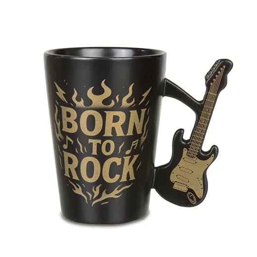 Froster Taza Guitarra Eléctrica, 3D Taza Musica, Regalos para Guitarristas, Born to Rock Coffee Mug con Asa en Forma de Guitarra Estilo Double Cut, 300 ml