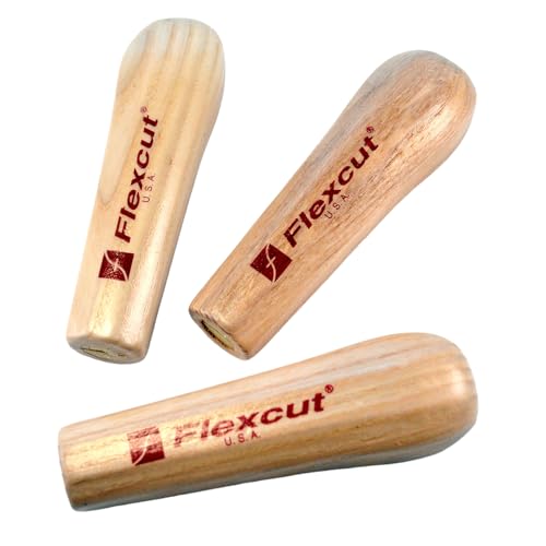 Flexcut Wood Carving Tools | Quick-Connect Hard Ashwood Power Handles for Interchangeable SK Blades | Ergonomically Designed | Set of 3| SK113 | Made in the U.S.A