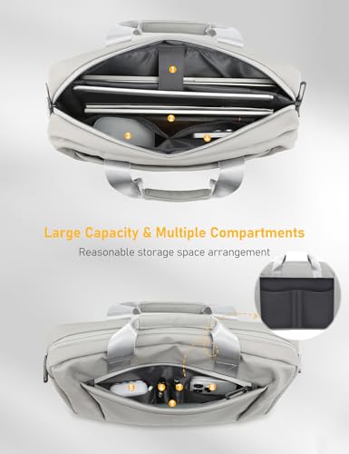 13-14 Inch Laptop Shoulder Bag Business Briefcase Water Resistant Computer Messenger Bags Compatible with MacBook Pro 14, MacBook Air 13 M4, HP, Dell, ASUS Notebook, Grey2