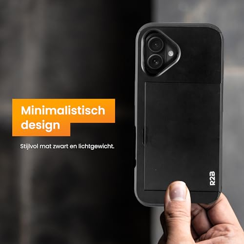R2B iPhone 16 Hoesje met Pasjeshouder â TPU Siliconen Telefoonhoesje met Kaarthouder â Wallet Case Apple iPhone 16 â Beschermhoes Smartphone â Zwart - Afbeelding 8