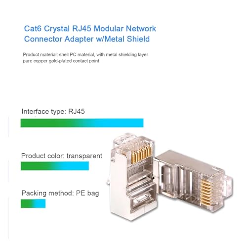 Conectores CAT6 RJ45 de red Gigabit y enchufe 8P8C transparente para engarzar 4