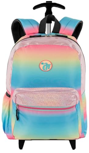 Mochila Escolar Feminina Rodinha Tie Dye Impermeável De Costas Grande Bolsa Juvenil Degradê Glitter Reforçada Infantil Sestini Capricho