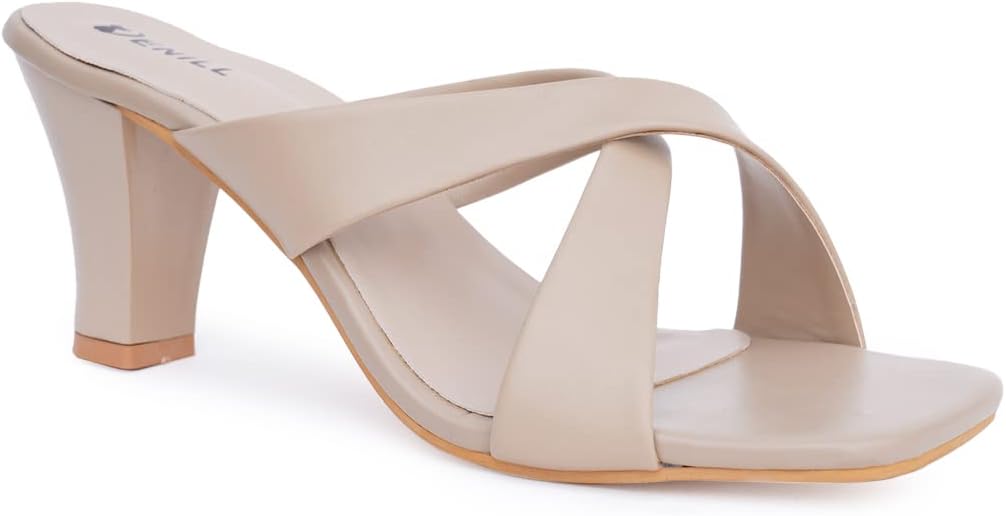 DenillWomen Cross Strap Cone Heels