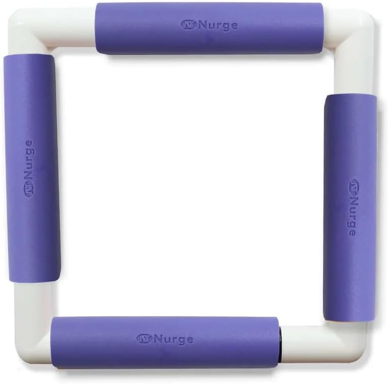Nurge Rectangle Plastic Embroidery Snap Frame - Cross Stitch Hoop & Needlepoint Stretcher Bars for Hand Crafting, Punch Needle, Quilting, Sewing Supplies - Lightweight & No-Crease 8x8 Lilac