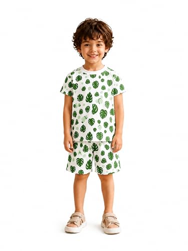 Image of Kidbea Kids Cotton Clothing Set | Ultra-Soft Printed Half Sleeve T-shirt & Shorts Set Comfort Fit Casual Wear for Boys & Girls