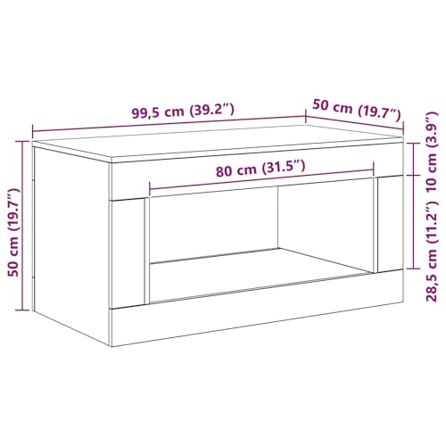 Table basse en chêne avec grand rangement et structure métal - 3