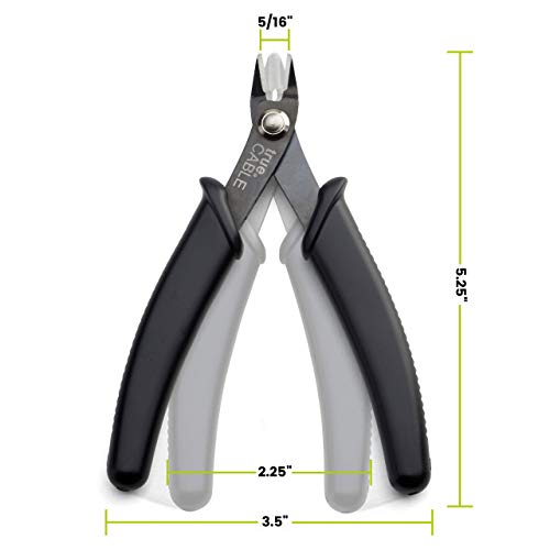 trueCABLE Precision Sharp Flush Cutter, 1 Pack, Wire Cutting Pliers for Ethernet Cable Preparation, Electronics, Jewelry & Crafts, Hardened Carbon Steel with Non-Slip Handle, Cut Wire Up To 16 AWG