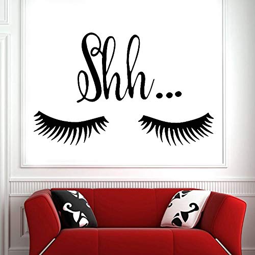Preisvergleich Produktbild XCSJX Schönheitssalon falsche Wimpern Wandaufkleber Wimpern Augenbrauen Zitate Frau Gesicht Fensterdekoration Vinyl Aufkleber abnehmbare Schönheitssalon Dekoration 71x46cm