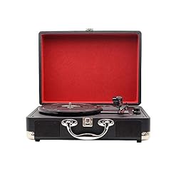 Tourne-disque rétro, haut-parleur Bluetooth rétro portable vintage en vinyle multifonction phonographe parlant Bluetooth (noir taille unique) - Les Beatles, Paul McCartney, John Lennon, RIngo Starr, George Harrison