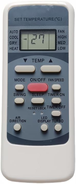 Front view of the remote control with LCD display and buttons