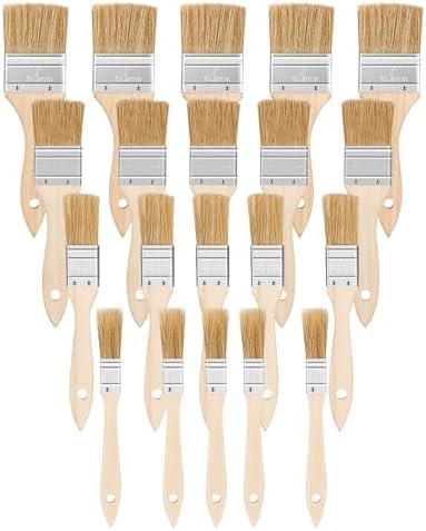 16 Stück Flachpinsel 75mm - Lasurpinsel Set Mit Holzstiel