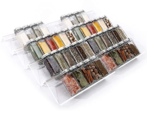 MIUKAA Clear Acrylic Spice Drawer Organizer, 4 Tier- 2 Set Expandable From 13" to 26" Drawer Seasoning Organizer, Kitchen Spice Rack Tray for Drawer/Countertop (Jars not included) by MIUKAA - Image 8