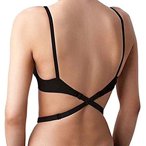 Egurs - Sujetador con Respaldo bajo para Mujer Convertidor de Correa Ajustable para Vestidos sin Espalda y Tops Accesorios de Sujetador Negro 2 Gancho