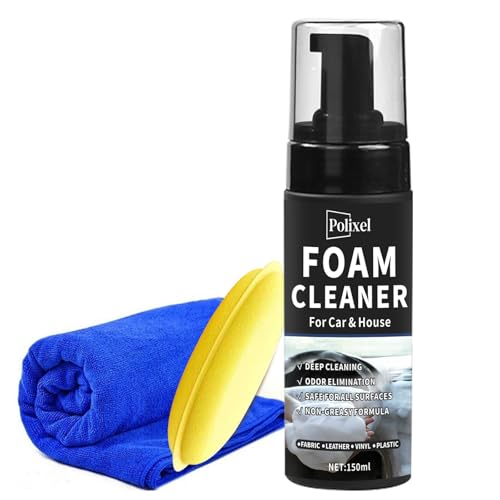 Multifunctional Foam Cleaner for Car – Car Interior Cleaner & Deep Stain Remover for Home, Powerful Foam Removes Dirt and Stains from Seat, Fabric and Carpets – 5oz / 150ml