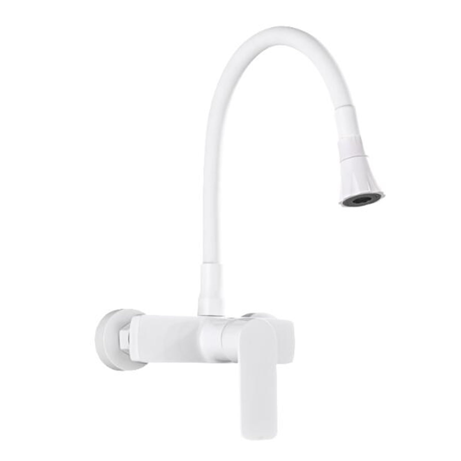 Grifo de Cocina de Pared Blanco, Grifo Fregadero Cocina Modo Dual Giratorio Fría y Caliente Latón Grifo Cocina-Blanco