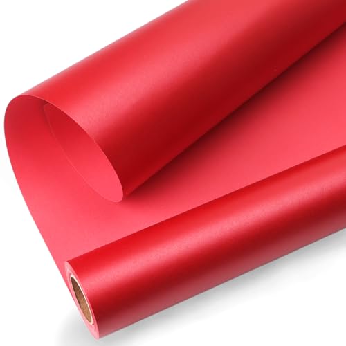 Ribbli Valentines Day Wrapping Paper Red Solid Pearly-Lustre Gift Wrapping Paper Perfect for Birthday Christmas Baby Shower Wedding Bouquet-17 Inches X 33 Feet