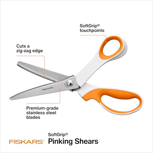 Fiskars 9.5" SoftGrip Pinking Shears for Fabric Cutting w/ Ergonomic Handle - image 2