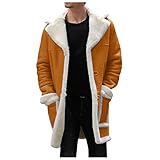 Mens Casual Sherpa Fleece Lined Jackets Winter Warm Fur Collar Long Trench Coats Big and Tall Outwears with Pockets