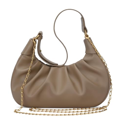 Image of KKXIU Shoulder Bag Crescent Handbag Ruched Purse Underarm Bag Mini Hobo for Women