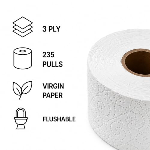 Image of Liora 3 Ply Toilet Paper Roll | 2350 Pulls (235 Pulls x 10 Rolls) | Ultra Soft & Highly Absorbent Toilet Tissue Paper | Premium Bathroom Tissue Roll for Home, Office, Hotel & Restaurant