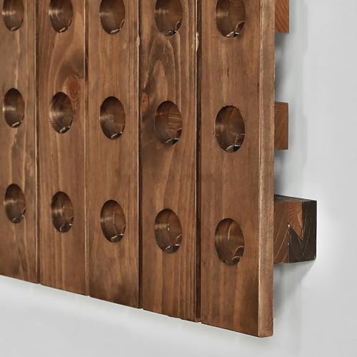 Casier à vin en bois support mural rustique de rangement extensible 32 trous - 5